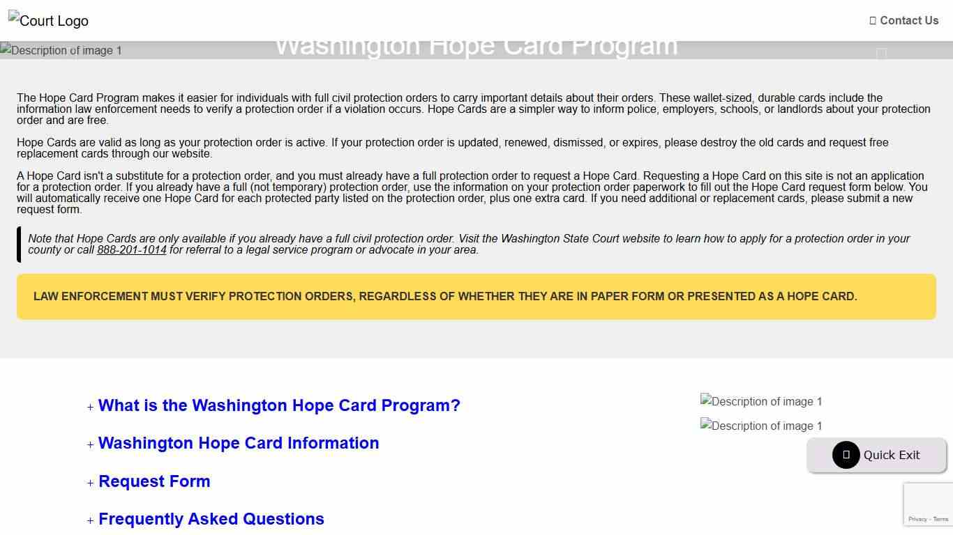 Washington Hope Card Program